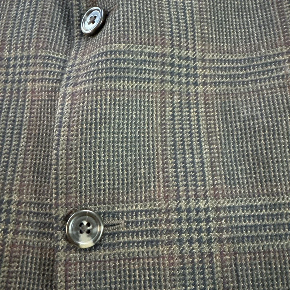 Jos A Bank Brown Glen Plaid 100% Wool Sport Coat Jacket Blazer Sz 46XL Flannel